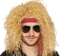 Rocker parrucca bionda con nastro adesivo