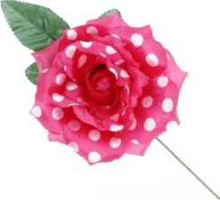 Rosa Sivigliana con Pois Bianchi e Stelo 15 cm in diversi colori