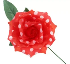 Rosa Sivigliana con Pois Bianchi e Stelo 15 cm in diversi colori