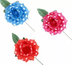 Rosa Sivigliana con Pois Bianchi e Stelo 15 cm in diversi colori