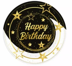 Sacchetto di 6 piatti Happy Birthday di 23 cm