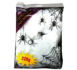 Sacchetto di ragnatela con 2 ragni di 228 gr per decorare su Halloween