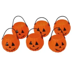 Sacchetto di 6 zucche di 7 cm per Halloween