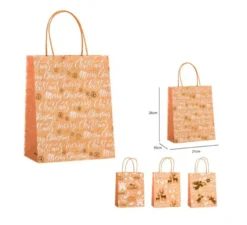 Sacchetto regalo natalizio Kraft di 21x25,5x10 cm in modelli assortiti