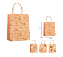Sacchetto regalo natalizio Kraft 32x42x11 cm in modelli assortiti