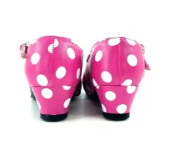 Scarpa Sevillana con tacco fucsia con Pois Bianchi in numeri dal 22 al 41
