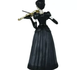 Scheletro di donna con violino in resina 26x15 cm