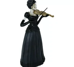 Scheletro di donna con violino in resina 26x15 cm