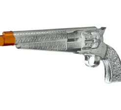 Schioppo da pistolero in plastica argentata da 30 cm