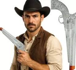 Schioppo da pistolero in plastica argentata da 30 cm