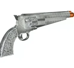 Schioppo da pistolero in plastica argentata da 30 cm