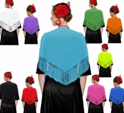 Scialle con frange in vari colori da 120x45