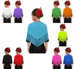 Scialle con frange in vari colori da 120x45