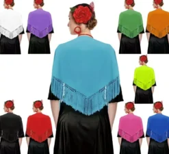 Scialle con frange in vari colori da 120x45