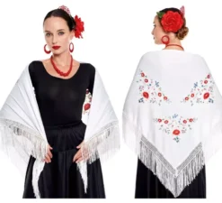 Scialle ricamato Sevillana o Chulapa da donna in vari colori