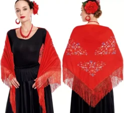 Scialle ricamato Sevillana o Chulapa da donna in vari colori