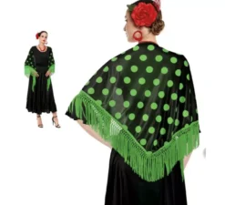 Scialle Sevillana o Chulapa di 150x60 cm nero e pois in vari colori