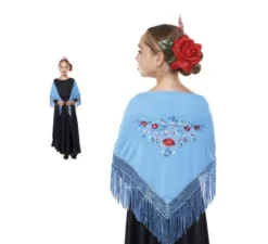 Scialle Sevillana o Chulapa ricamato 120x45 cm per ragazze in vari colori