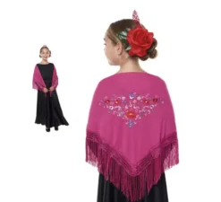 Scialle Sevillana o Chulapa ricamato 120x45 cm per ragazze in vari colori