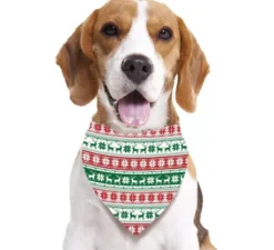 Sciarpa per cani con stampa Fiocchi e Renne misura 69x35 cm