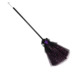 Scopa da strega viola con tulle da 90 cm