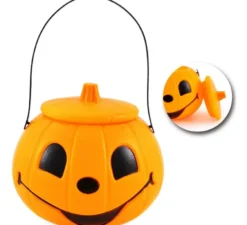 Secchiello arancione a forma di zucca con coperchio