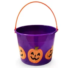 Secchiello con stampa Halloween con zucche in vari colori