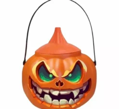 Secchiello per caramelle a forma di zucca spettrale con coperchio