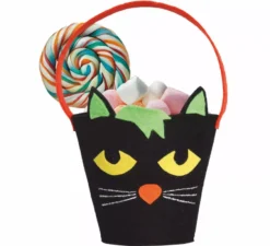 Secchio gatto nero in feltro da 20 cm