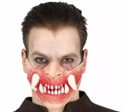 Semimaschera con grandi zanne in lattice