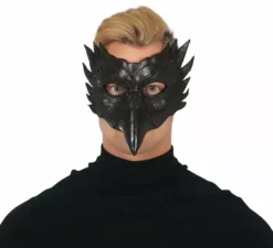 Semimaschera gufo nero con becco lungo