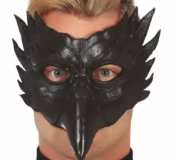 Semimaschera gufo nero con becco lungo