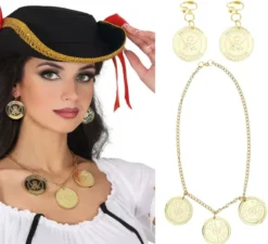 Set collana e orecchini con moneta pirata