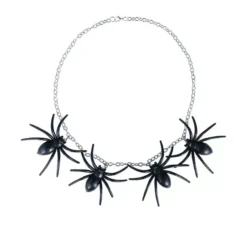 Set collana e orecchini con ragno nero