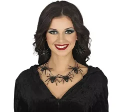 Set collana e orecchini con ragno nero