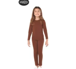 Set di body spandex marrone in 2 pezzi per bambini