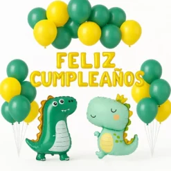 Set di 26 palloncini a forma di dinosauro con ghirlanda di buon compleanno
