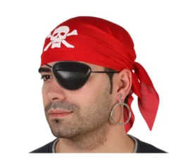 Set di pirati fazzoletto rosso, patch e orecchino