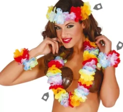 Set hawaiano di nastro, collana e polsini