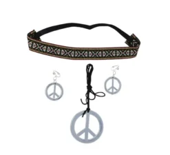 Set hippy di orecchini, collana e nastro