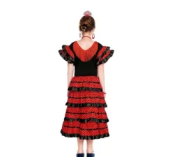 Sevillana rosso con bordo nero per bambina
