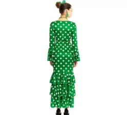 Sevillana verde a pois bianchi per donna