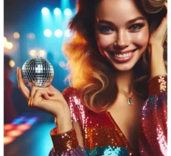 Sfera a specchio da discoteca in argento anni '70 da 10 cm