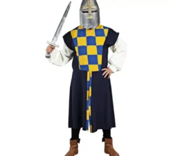 Sopravveste o costume medievale a quadretti neri per uomo