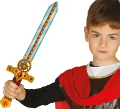Spada da gladiatore in schiuma rossa e oro per bambini