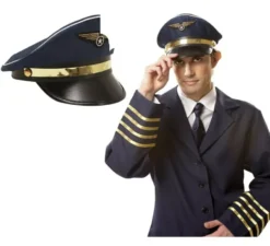 Tappo pilota di aviazione blu con badge