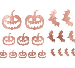 Tatuaggi di zucca e pipistrello in oro e rosa