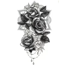 Tatuaggio di rose in bianco e nero
