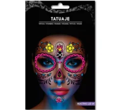 Tatuaggio floreale fluorescente Catrina
