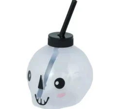 Tazza a forma di teschio con cannuccia e illuminazione a LED 17 cm